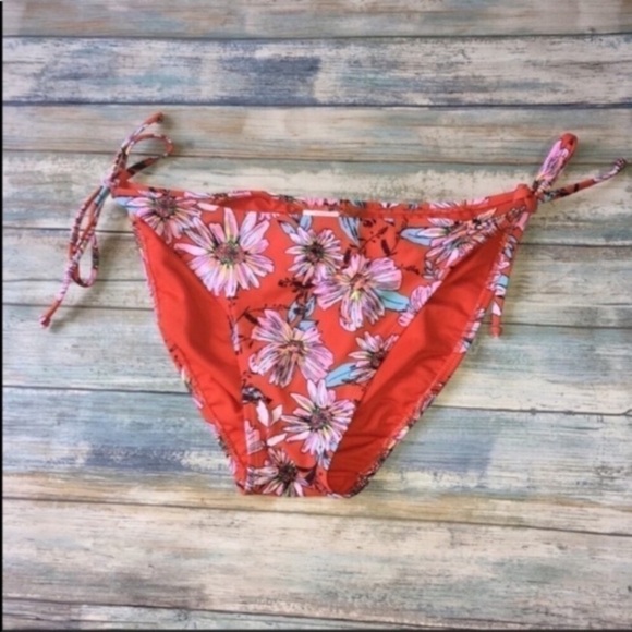 Xhilaration Orange Floral Hipster Bikini Bottoms Women’s XL - Picture 2 of 6